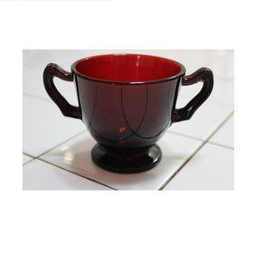 Vintage Anchor Hocking Royal Ruby Red Sugar Bowl Fancy Handles